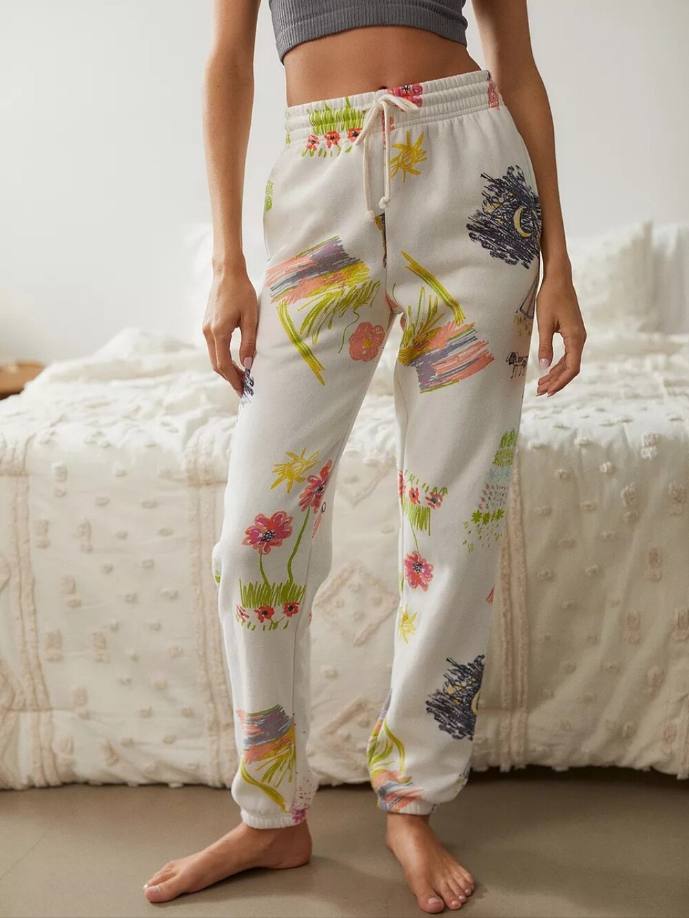 Out From Under Kya Print Fleece Joggers In Size Small
